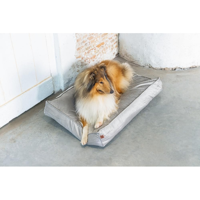 Подушка для собак Lotte Nalino, велюр, сіра, 100x70x15 см