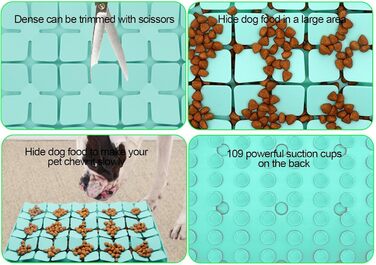 Килимок для собак Katzenschlamm з силікону з присосками, лінза для собак, зменшує нудьгу, підходить для ласощів та їжі, фіолетовий/зелений колір