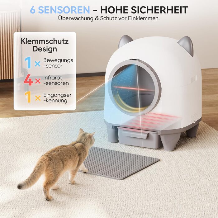 Автоматичний лоток для котів Katzenklo Selbstreinigend 90L з APP та 6-рівневою системою контролю запаху, для кількох котів