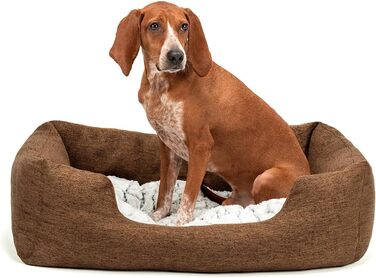 Крісло-гніздочко для собак Lionto з м'яким двостороннім подушкою, затишне ліжко для домашніх тварин у меланжевому дизайні з глибоким входом, підходить для собак та котів усіх розмірів, 80x60 см, м'яке ліжко для собак, коричневе