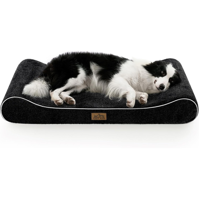 Крісло-ліжко для собак, 114x76x15 см, з бортиками - ортопедичний килимок для собак з ковзаючого, водонепроникного матеріалу у формі човна, підходить для собак до 43 кг, чорний, L (114x76x15 см)