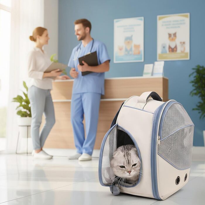 Сумка-переноска для собак і котів, блакитна. Зручний регульований ремінь, для подорожей, прогулянок, транспортування