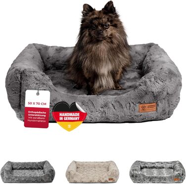 Ортопедичне ліжко для собак Deluxe Exklusiv XS (50x70 см) з Memory Foam, антиковзаючою основою, можливостю прання, колір антрацит, Made in Germany