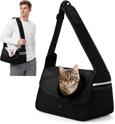 Сумка-переноска для собак та котів ALLSOPETS, чорна, до 5 кг