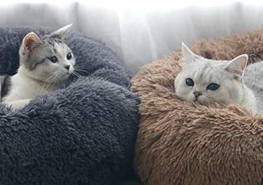 М'яке ліжко-софа для собак Deluxe, кругла, з плюшу, 60 см, коричнева. Підходить для великих та екстра-великих собак та котів. З вологостійким дном.