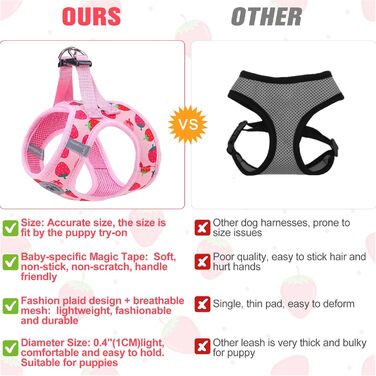 Шлейка та поводок для собак та котів BEAUTYZOO, м'яка сітчаста тканина, світловідбиваючі елементи, для дрібних та середніх цуценят, в клітинку, XS/S, (M(41-46см обхват грудей), 