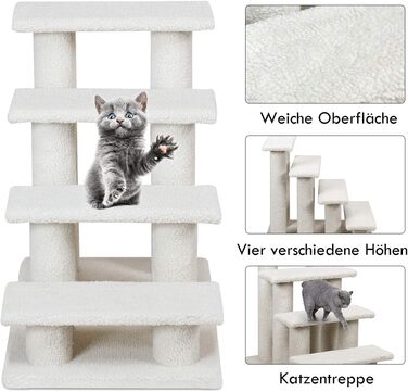 Сходинка для кота та собаки GYMAX з 4 сходинками, 60,5 x 41 x 60,5 см, бежевий колір