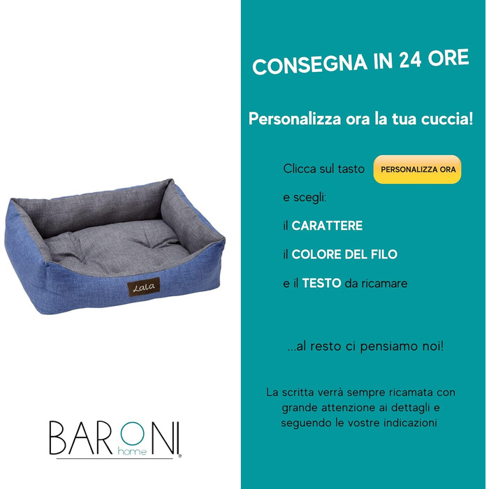 Baroni Home Лежанка для собак та котів, розмір S, з тканини, м'яка, зручна, для дому (45x60 см, сірий та блакитний)