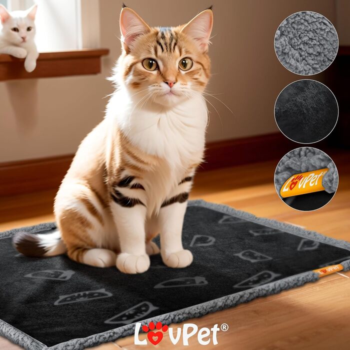 Lovpet® водонепроникна флісова ковдра для собак і котів XL, 152x127 см, з 3 жувальними кістками, двосторонній захист меблів, машинне прання, чорна