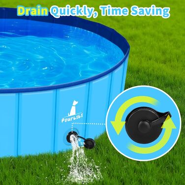 Басейн для собак Pourbibi, 80x20 см, складаний, з ПВХ, антиковзаюча поверхня