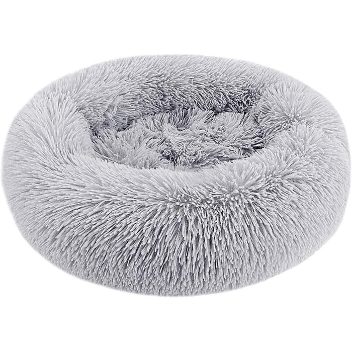Кругле ліжко для тварин 50 см: м'яке ліжко для собак та котів у формі пончика, світло-сірий колір