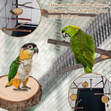 Набір аксесуарів для пташника: 8 дерев'яних жердовок для хвилястих попугайчиків та інших птахів