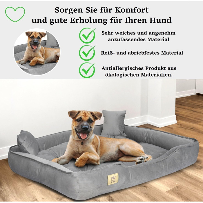 Ортопедичне ліжко для собак великих порід King Dog: зелений велюровий кошик для домашніх тварин, 115 x 95 см, легко миється, силіконова наповнювач