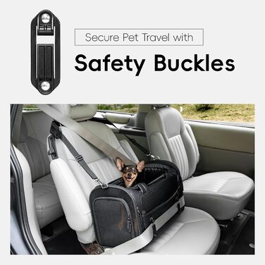 Транспортна переноска для кота/собаки 4 Pet, чорна, з сіткою та захистом, для подорожей літаком та авто