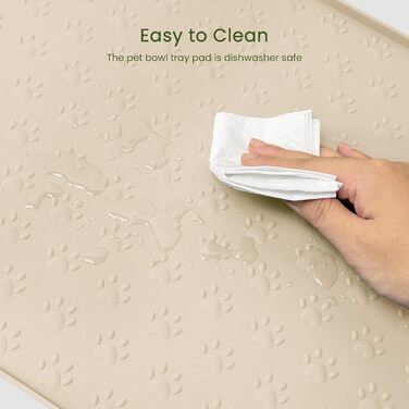 Килимок для годування собак та котів PWTAA, силіконовий, неслизький, з високим бордюром, 81x41 см, бежевий