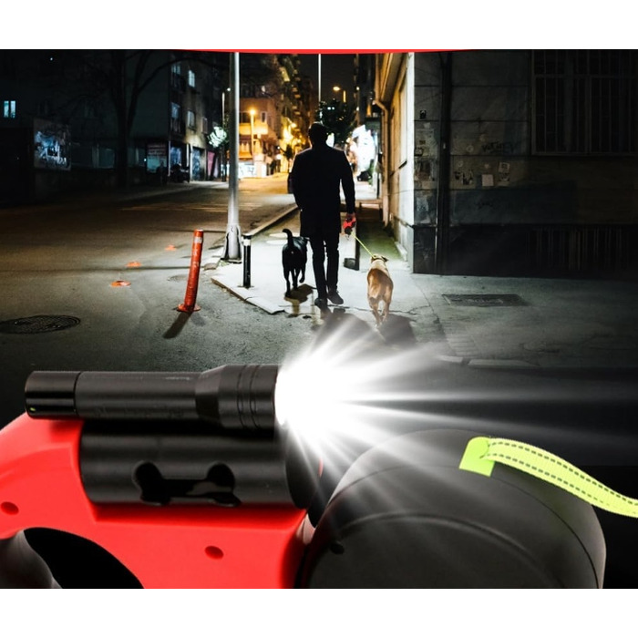 Подвійний автоматичний рулетки-повідець для собак 3м з ліхтариком, міцний ретрактор до 10 кг