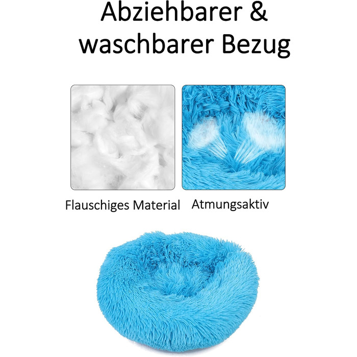 М'яке ліжко для собак та котів Donut 50 см - блакитне, для маленьких та середніх порід