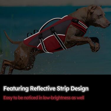 Жилет рятувальний для собак CITEKOILE з ручкою та світловідбиваючими елементами, регульований, для малих, середніх та великих собак, міцний, для водних видів спорту, плавання та катання на човні, червоний, XS, червоний