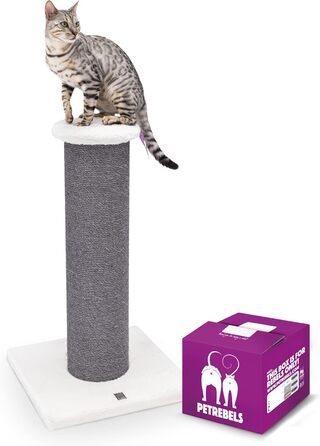 Дряпак для великих котів Petrebels Savannah XXL 86 см, висока якість, товста стовп-колона Ø20 см, оф-вайт