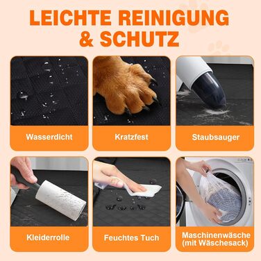 Килимок для собак у машину Neccis з знімною жорсткою основою, 136 x 61 см. Максимальне навантаження 150 кг, водонепроникний та стійкий до подряпин. Підходить для 95% легкових автомобілів, позашляховиків та вантажівок. Чорний+Помаранчевий.