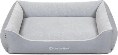 Ліжко для собак Doctor Bark для великих собак - Корзина для собак, яку можна прати - М'яке, пухнасте та затишне ліжко - Міцне та зносостійке - Виготовлено в Німеччині - GreenLabel (XL, 110x85 см, світло-сірий)