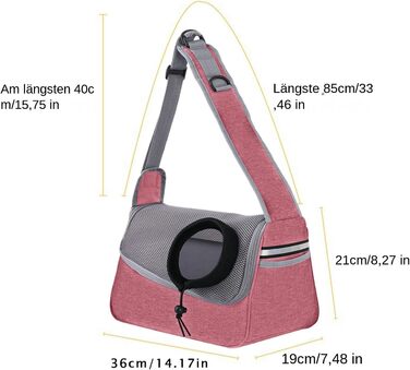 Сумка-переноска для собак і котів, рожева, 36x21 см, з відділенням для речей