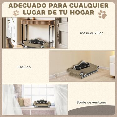 Кігтеточка PawHut для котів 2-в-1 з софою та котячою м'ятою, 56,5x24x26 см, коричнева