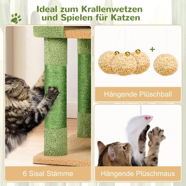 Драбина-кіготь Globlazer XXL, 209 см, з 3 м'якими сидіннями, 2 будиночками, 2 кошиками, великою платформою, іграшками для котів. Стабільна для 3-5 котів.