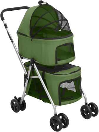 Складаний візок для собак vidaXL на 2 тварини, зелений, 83x48x97 см, оксфордська тканина