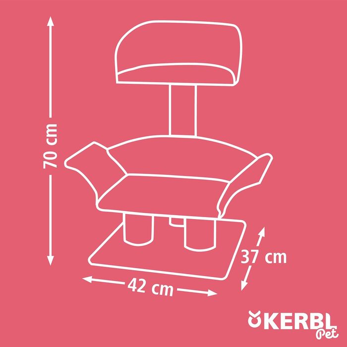 Дряпка для котів Kerbl Lounge Deluxe, 70 см, сірий/червоний, для малих і середніх котів, з натуральним сизалем