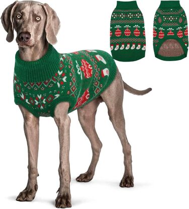 Пуловер для великих собак QBLEEV - теплий акриловий пуловер для собак великих порід на зиму, без рукавів, святковий костюм, XL ростовка для дівчаток та хлопчиків