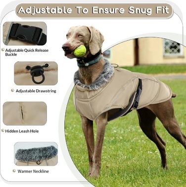 Зимовий теплий одяг для собак великих порід: куртка, пуловер, плащ (Хакі, XL)