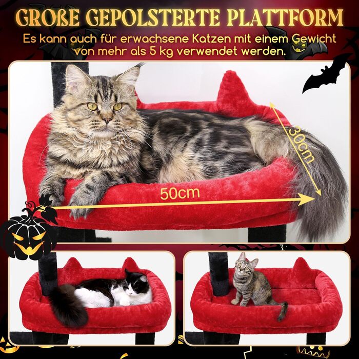 Драбина для котів Globlazer XL, готичний дизайн: 2 будиночки, велика база, обертова платформа, сизаль, іграшки, для дорослих котів