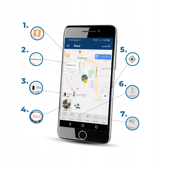 GPS-трекер для собак CALMEAN Maxi + нашийник L/XL