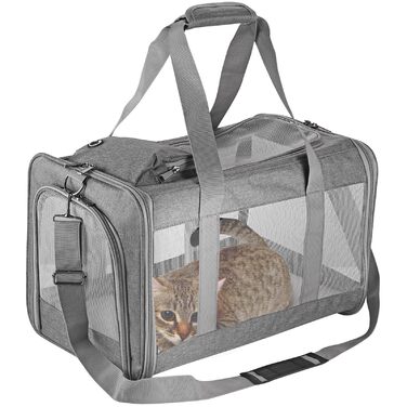Транспортна сумка для котів та собак середнього розміру TAIKURA, складана переноска для тварин, дихаюча та миюча, з плечовим ременем, 44x31x31 см