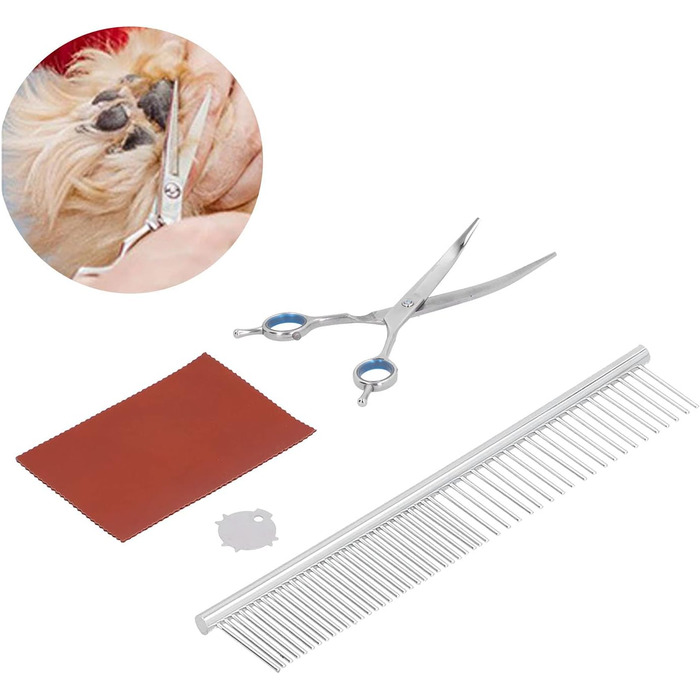 Набір професійних ножиць для грумінгу собак – набір з ножицями, гребінцем, тканиною, етикеткою та чохлом. Для догляду за собаками вдома