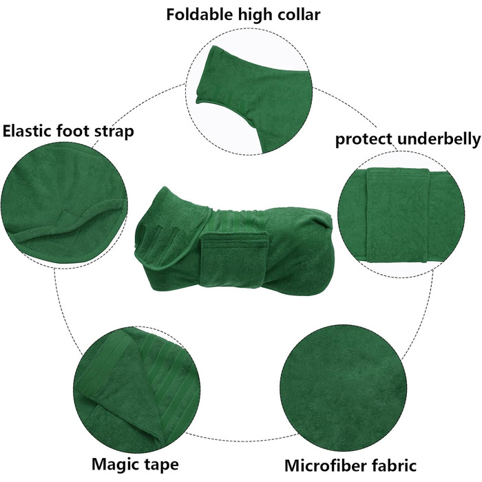 Рушник для собак Geyecete з мікрофібри, швидковисихаючий, XL, зелений