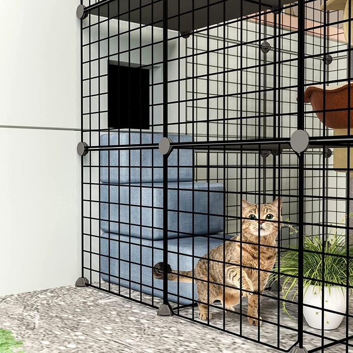 Вуличний котячий вольєр OutdoorCat з великою дверима, 140×105×105 см, будиночок для котів з платформами, DIY будка для собак, просторий тренувальний майданчик для 1–4 котів