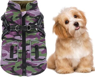 Водонепроникний жилет для собак – відбиваюча зимова куртка 40 см, теплий верхній одяг з шлейкою, ізольований одяг для цуценят та собак середніх розмірів для захисту (багатобарвний)