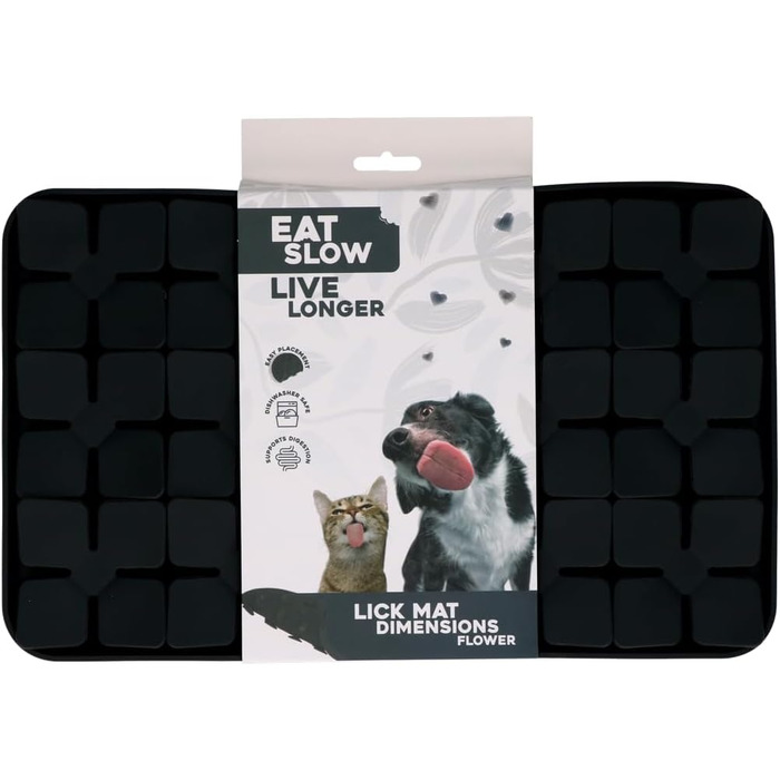 Килимок для собак з квітковим візерунком, 21 x 34 см, Silikon, миється в посудомийній машині, сірий