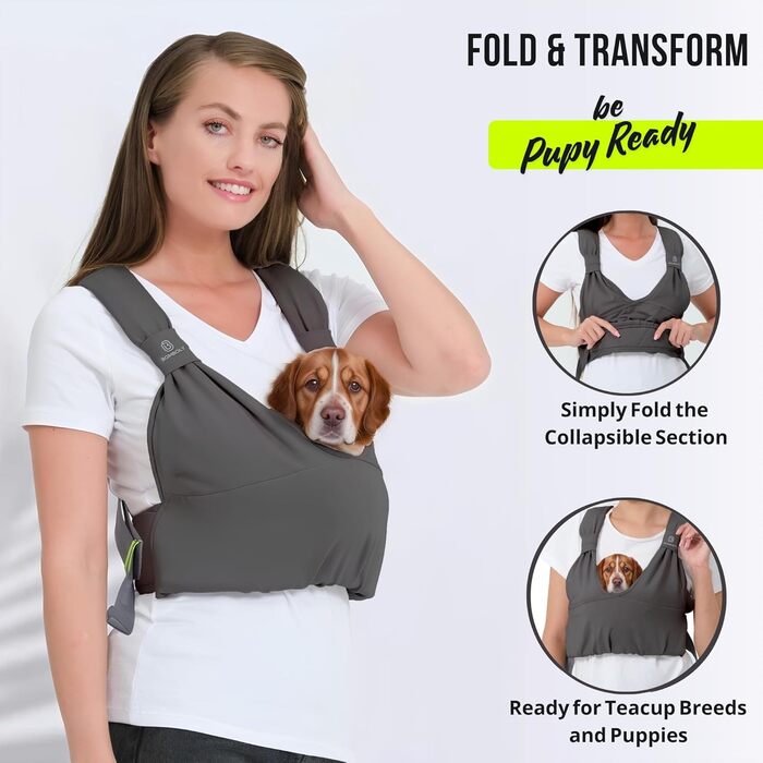 Сумка-переноска для собак та котів (маленьких порід) – сіра, з регулюванням, для цуценят та малих собак