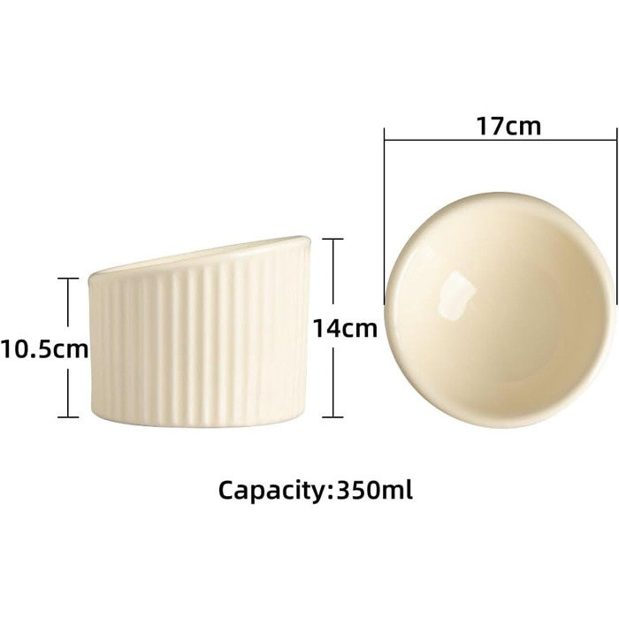 Підвищена керамічна годівниця для котів Sweejar, нахилена, 350 мл, бежева - для здоров'я спини