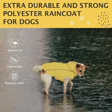 Водонепроникна куртка для собак Vejaoo з капюшоном, світловідбиваючі елементи, XL, жовта