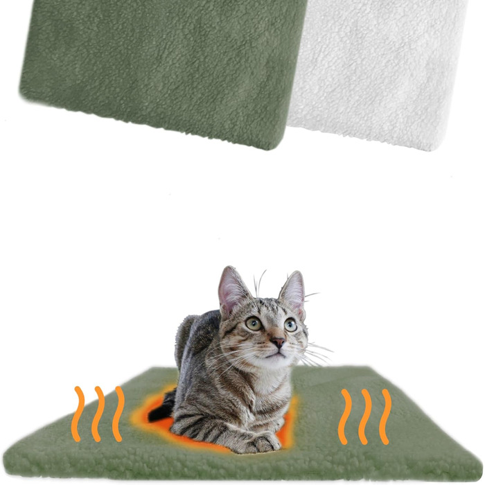 Самогріюча котяча деки I 60x45 см I Без струму I Котяча тепла деки I Деки для котів без струму | Аксесуари для котів | Самогріюча деки для котів (Біла) Біла Для котів (Зелена, Для котів)