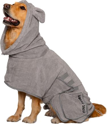 SOGGYDOGGY® Розкішний мікрофібровий халат для собак із капюшоном, швидковисихаючий, надзвичайно вбираючий, товстий і м'який рушник для купання, грумінгу та подорожей