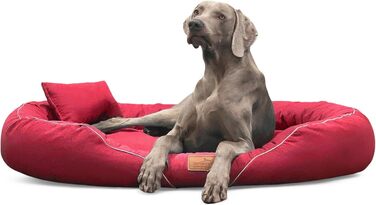 Ортопедичне ліжко для собак Tierlando Tiffany Couture XL XXL: велике собаче ліжко з меморі-піною, знімний чохол, 145x105 см, темно-червоний