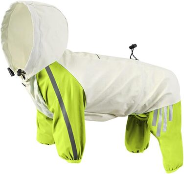 Дощовий манжет для собак з отворами для зчеплення, легкий, водонепроникний, вітронепроникний, з світловідбиваючими смугами, одяг для домашніх тварин, пончо-куртка для малих та середніх собак, розмір L, (XL: Довжина спини: 35 см/13.7 дюймів; Обхват грудей: