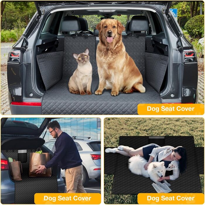 Захист для багажника автомобіля для собак: водовідштовхуючий і стійкий до подряпин килимок з захистом бокових панелей та краю багажника. Легкий у догляді та міцний.