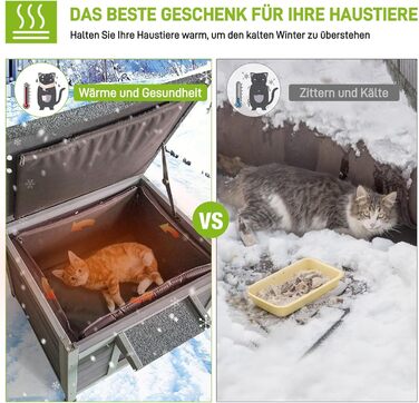 Будинок для котів на вулицю Aivituvin з підігрівом та ізольованою підкладкою, вологостійкий загін для кроликів та котів