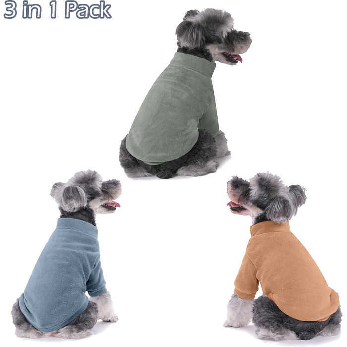 Теплий зимовий пуловер для собак GYALAPERI, 3 шт. (XXS, Lt Blau + Oliv + Braun) - для маленьких цуценят, дівчаток та хлопчиків
